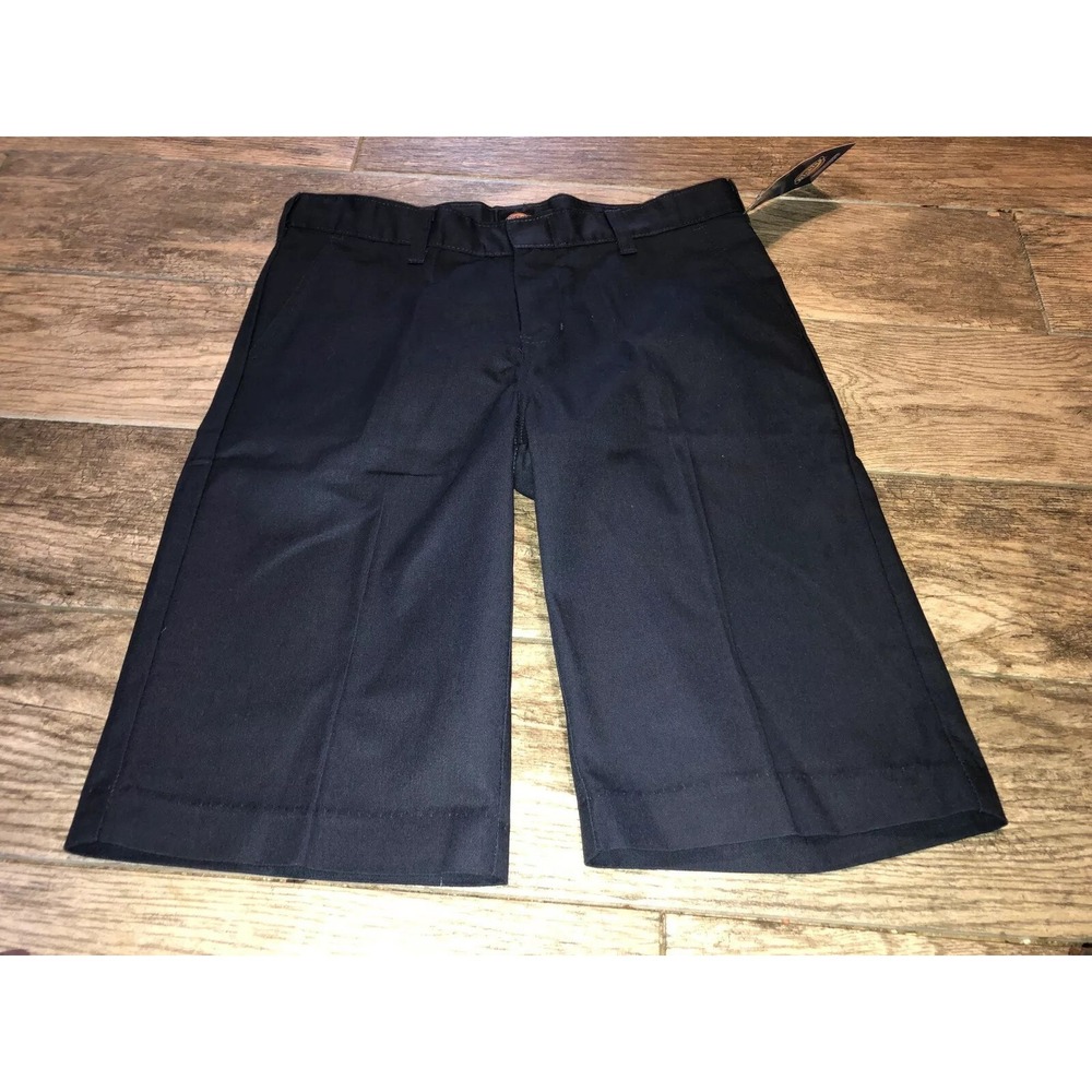 New Dickies Boys Uniform Flat Front‎ Classic Fit Shorts Sz 14 HUSKY Blue Adj
